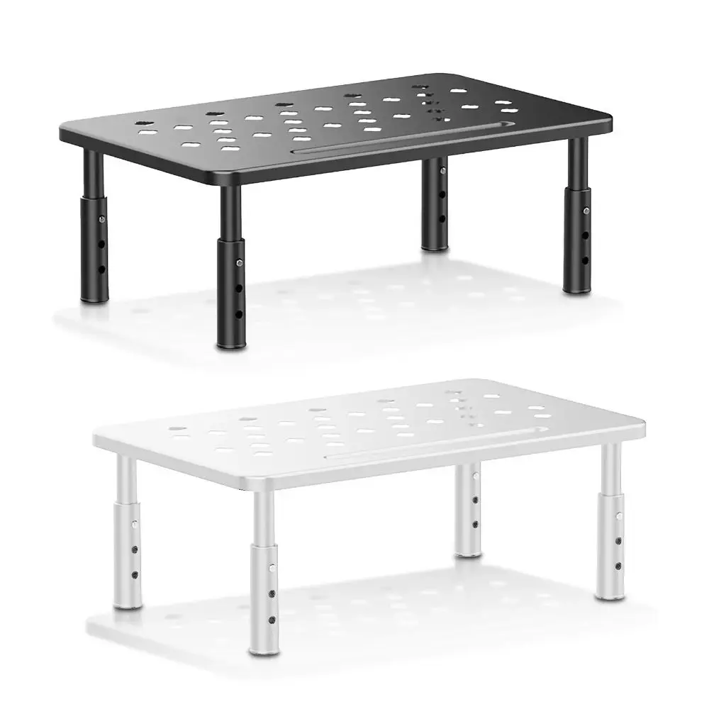 3 Height Adjustable Computer Monitor Riser Steel Construction Elevated View Angle Desktop Screen Elevator Space Saving