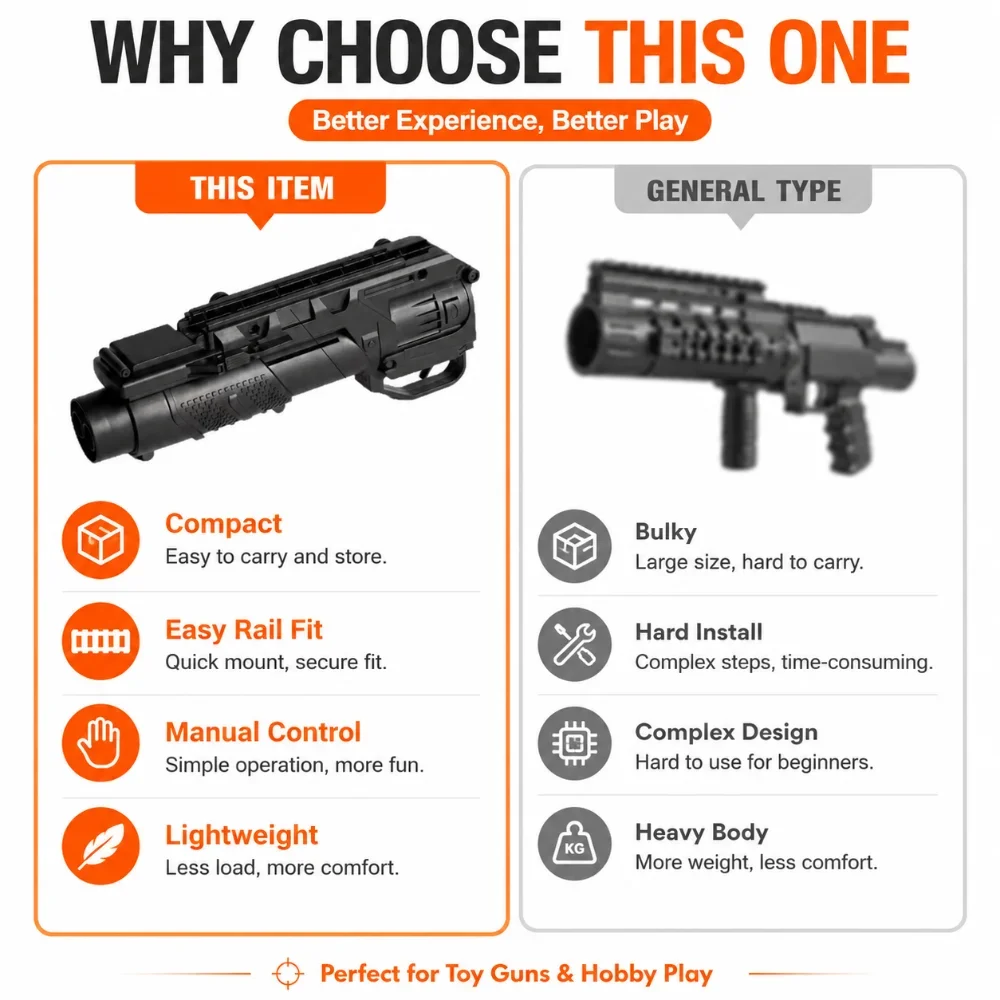 Manual Pull Back Foam Ammo Launcher Under Rail Accessory Dual Shooting Modes Hobby Model Custom Fittings
