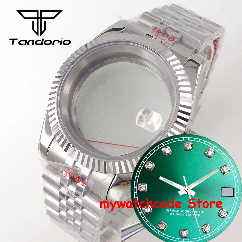 

Корпус часов nh35 с рифленым изогнутым корпусом 36 мм, набор циферблатов с бриллиантовым циферблатом 28,5 мм для NH35 NH36 NH38 NH39 Movt, детали для часов с ремешком