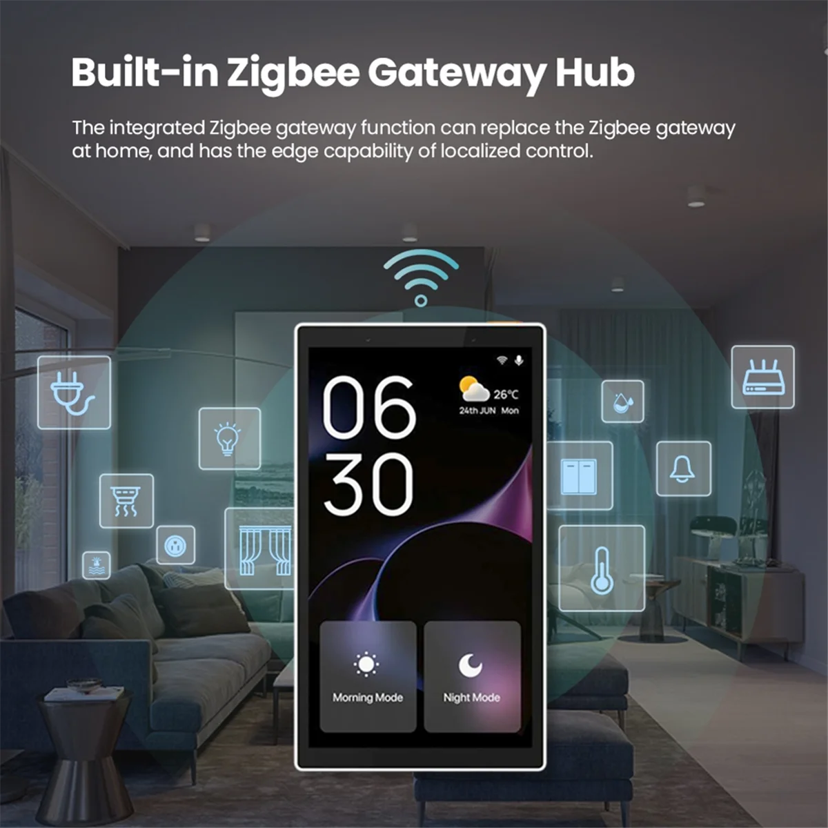 N36R_DB WiFi Smart tela sensível ao toque de 5 polegadas, hub de gateway ZigBee integrado