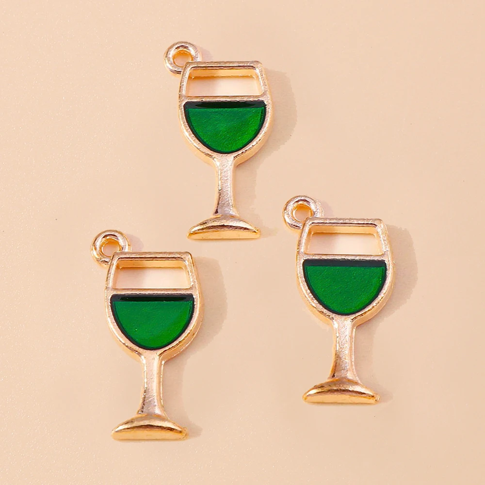 Leslie 10 Stück/Set Emaille Bier-Wein-Glas Kaffee-Anhänger für Halsketten, Ohrringe, Niedliche Charms, Schmuckherstellungszubehör – Detail 7