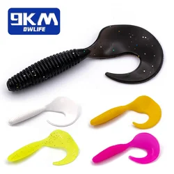 Curly-Tail Swim Bait 15Pcs Grub Worm Silicone Soft Baits Swimbaits for Crappie Bass Walleye Trout Bait Freshwater Fishing Lure