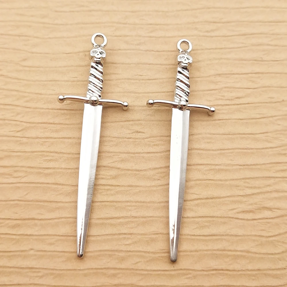 10pcs Sword Charm for Jewelry Making Supplies Earring Pendant Necklace Bracelet Diy Accessories Metal Crafts