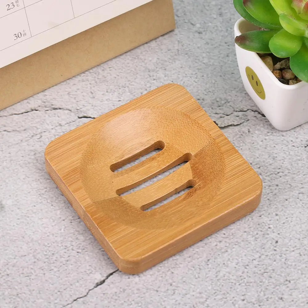 Hot Sale Wooden Soap Dish Box Portable Home Bamboo Tray Container Bathroom Toilet Wash Shower Holder Drain Bamboo Storage Box