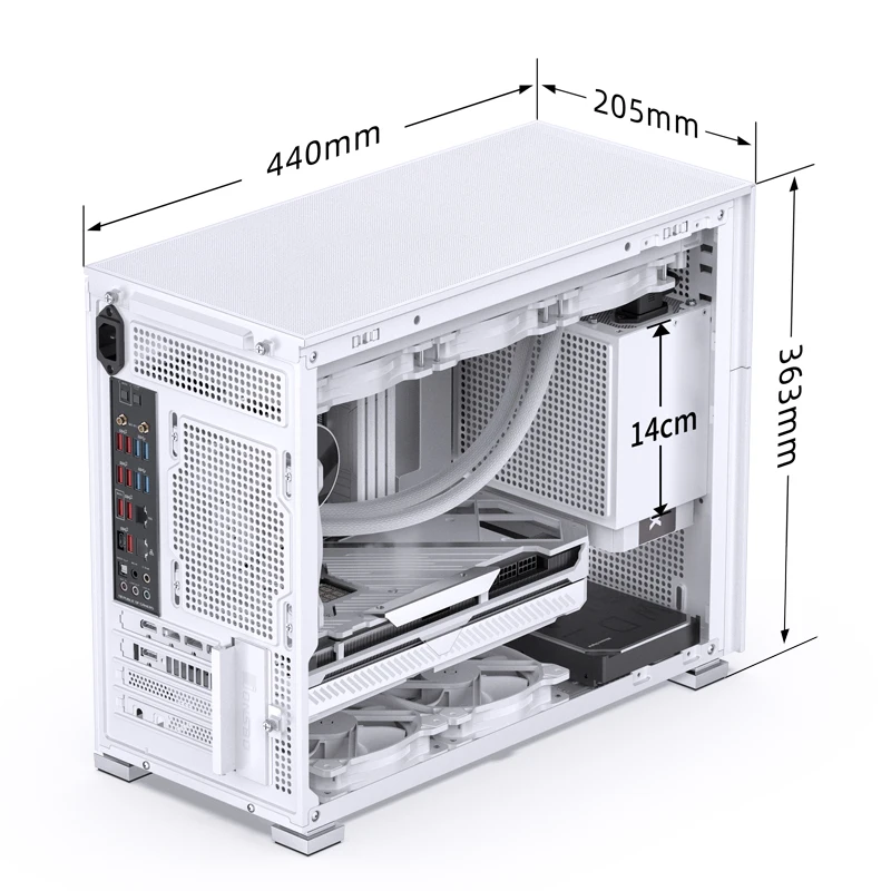 JONSBO Pinecone D31 케이스, MATX ITX 1280x800 해상도, 비디오 게임 서브 스크린, ATX 파워 360 콜드 배기 섀시 지원