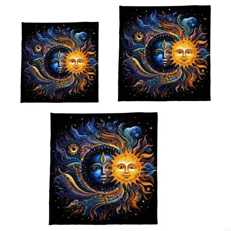 H0XE Tarots Card Tablecloth Altars Cloth Moon & Sun Astrologys Tablecloth Divinations Card Cloth Tapestry Wall Decors