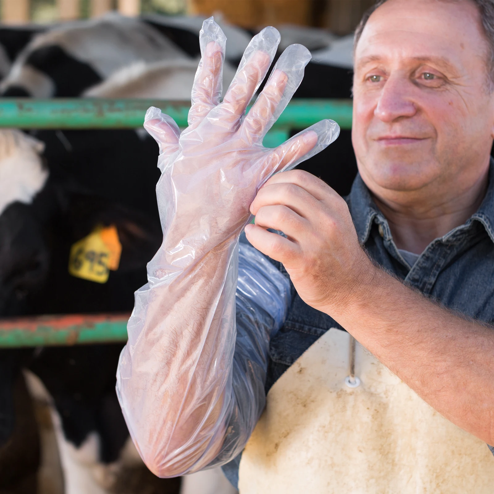 

50pcs Long Arm Gloves Disposable Plastic Film For Cattle Farm Use 85Cm Lightweight Eco-Friendly Protection Handwear