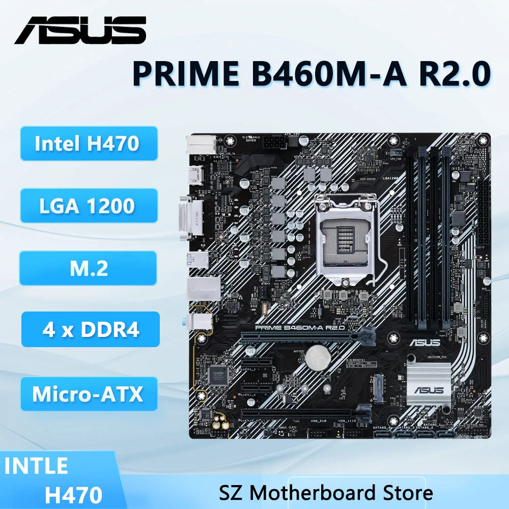 Placa-mãe ASUS PRIME B460M-A R2.0 B460 LGA1200 Suporte para CPU i5-10400 i7-10700 i9-10900 i3-10100F RAM DDR4 M.2 HDMI mATX