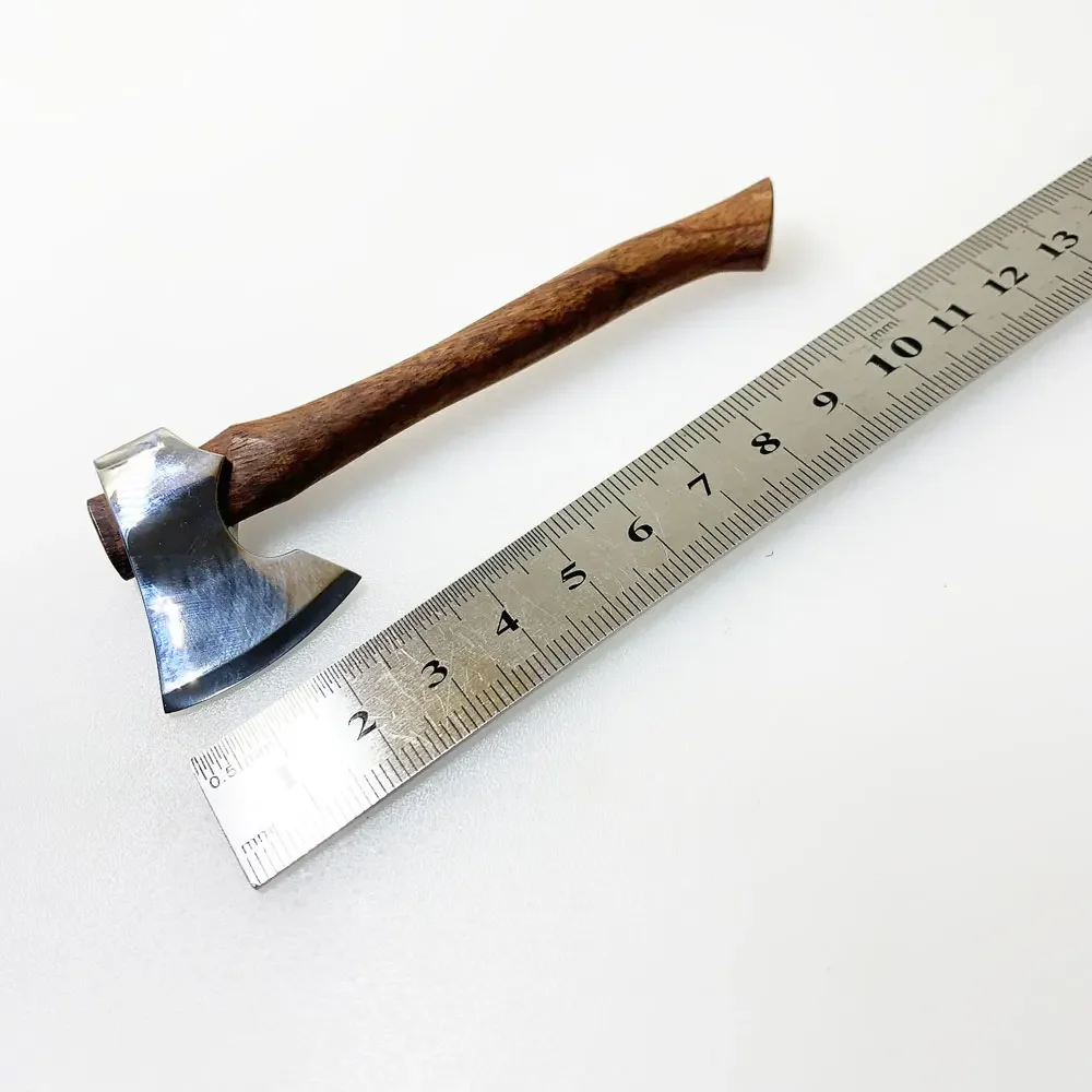 Mini Stainless Steel Axe Sharpen Wood Handle Fixed Blade Knife Outdoor Camping Utility Pocket Knife EDC Tool Survival