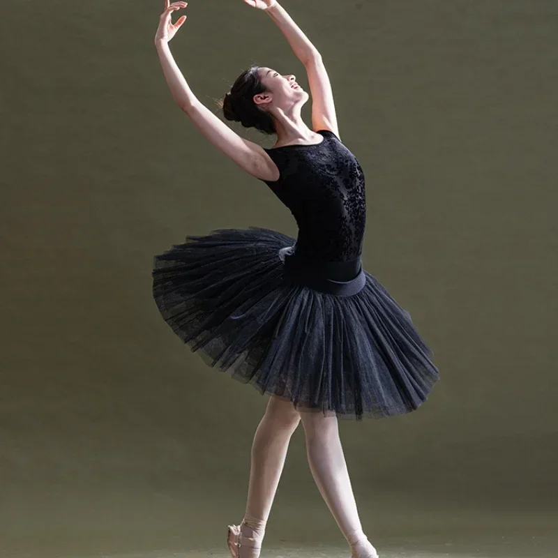 Leotardo de ballet de terciopelo con espalda en U para mujer, leotardos de gimnasia para adultos, leotardo de ballet sin mangas