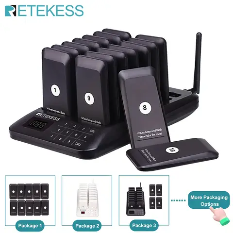 RETEKESS TD157 Wireless Restaurant Pagers Calling System Coasters Buzzer Beeper Receivers for Food Trucks Fast Food Cafes Bars