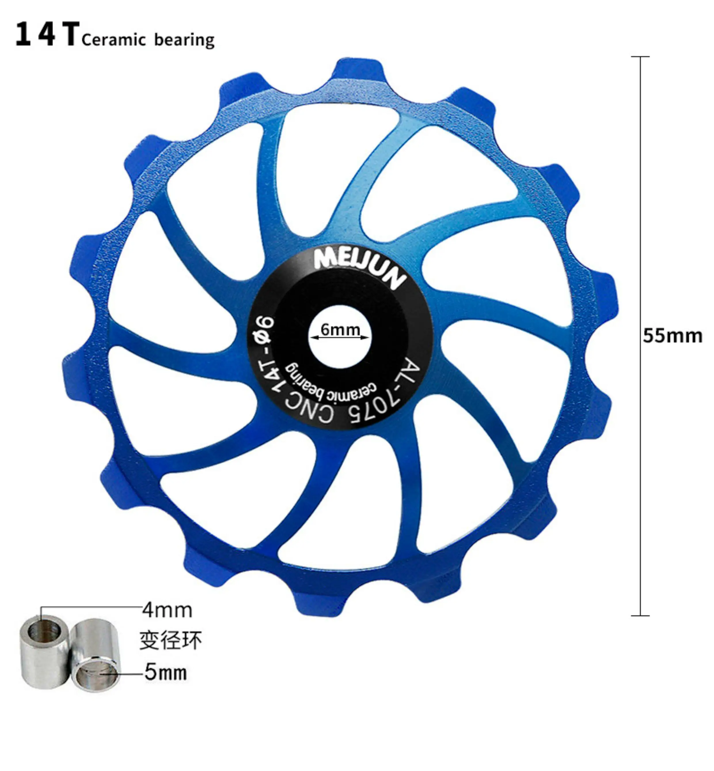 1 Stück 14T 15T 16T Rollen-Schaltwerksrolle mit Keramiklager, Schaltwerkführung für MTB und Rennrad, kompatibel mit Shimano und SRAM – Detail 3