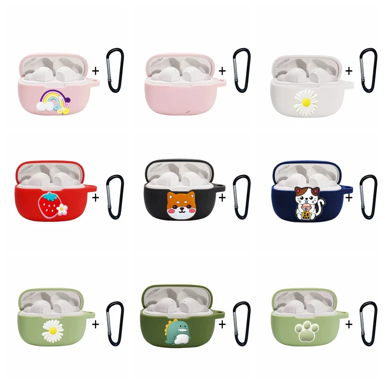 Funda de silicona para auriculares JBL Wave 200TWS, cubierta bonita de dibujos animados de perros/flores, a prueba de golpes, accesorios para auriculares