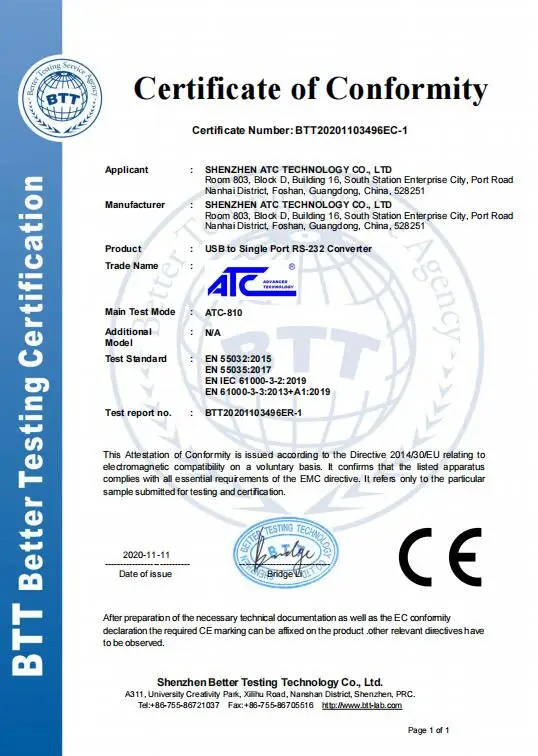 USB to RS232 converter(ATC-810)