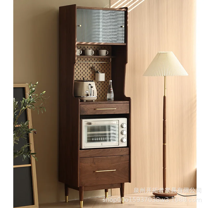 Solid Wood Dining Side Cabinet for B & B Living Room Storage Wine Cabinet Hole Board Tea Cabinet Nordic Restaurant Storage