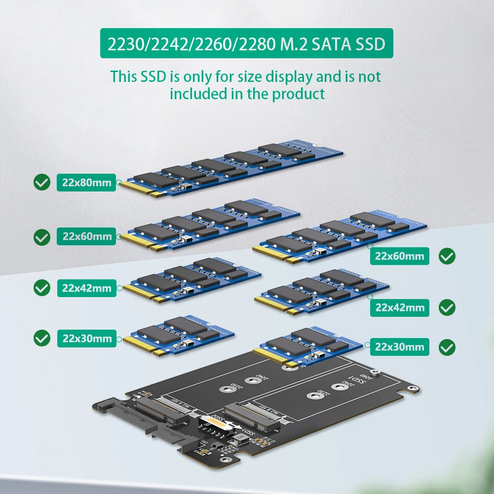 المزدوج M.2 B مفتاح NGFF SSD إلى 2.5 SATA III محول M2 NGFF إلى SATA محول بطاقة سائق خالية HDD محرك الأقراص الضميمة مع الضميمة
