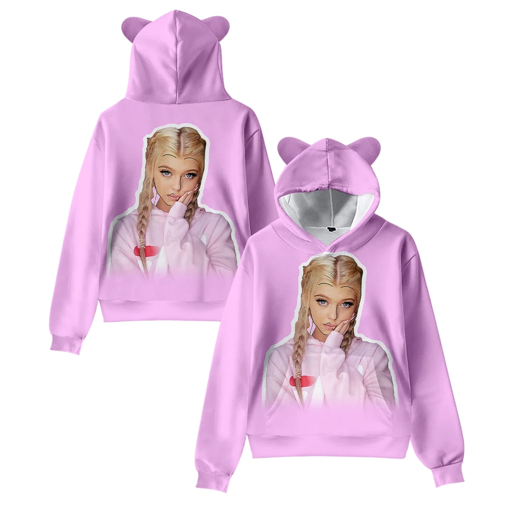 Hoodie de orelha de gato Loren Gray para homens e mulheres, moletom manga comprida, pulôver casual