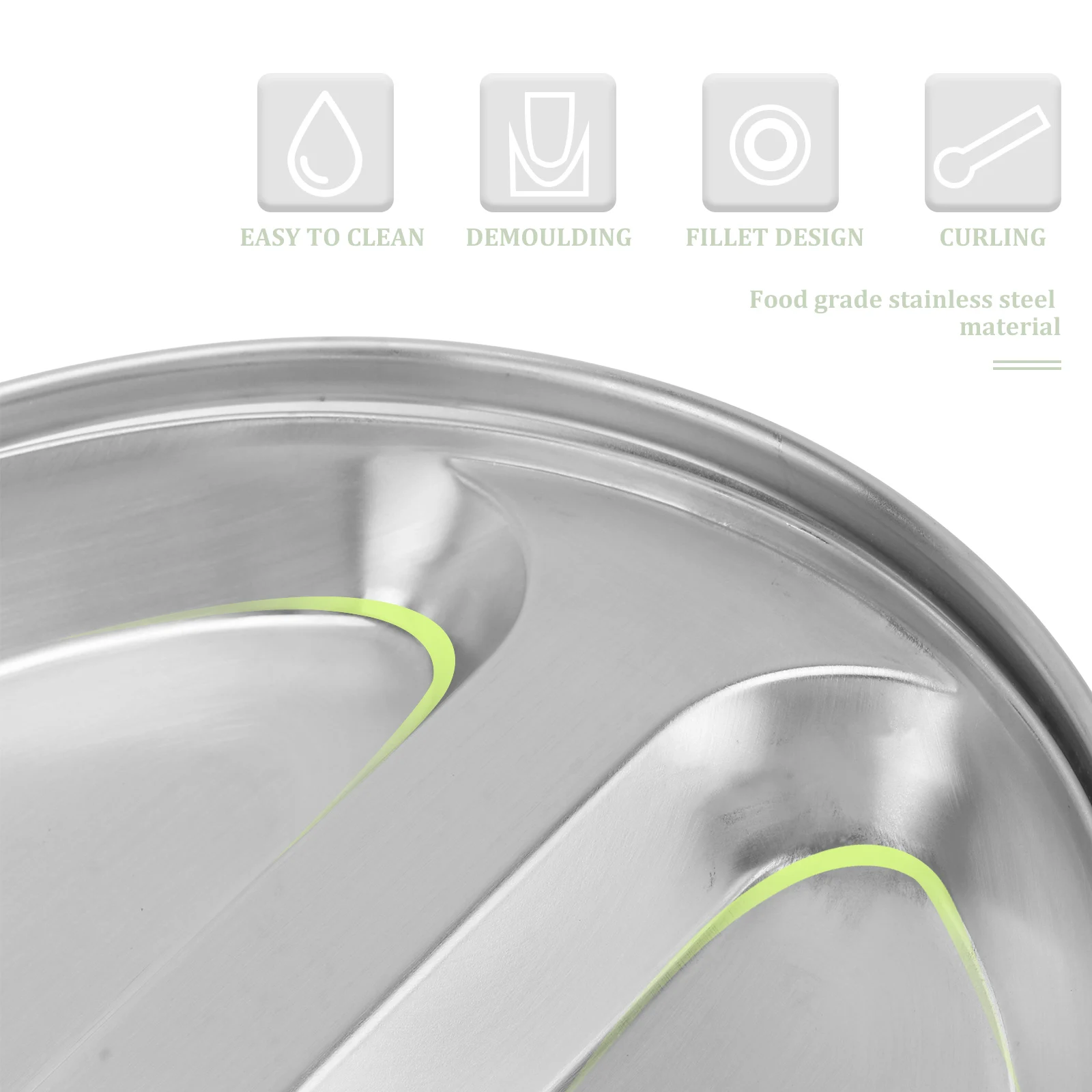 

3 Pcs Breakfast Stainless Steel Partition Plate Child Cutlery Trays Tiered Serving Platter Dinner