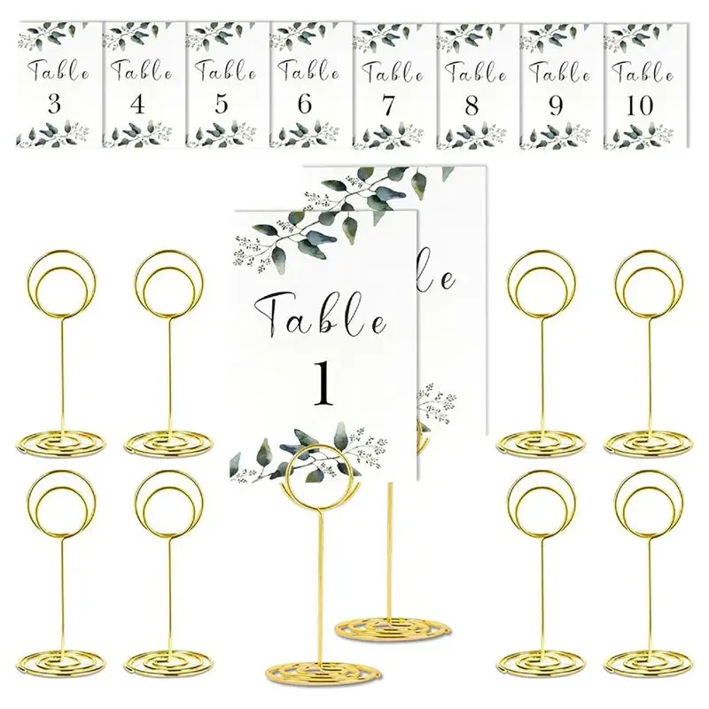 Elegant Gold Table Number Holders - 10-Pack Place Card & Paper Stands For Weddings, Events & Parties