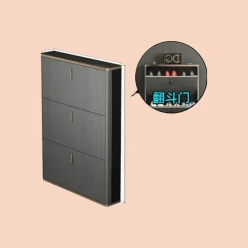 JJJJ07Stone Plate Ultra-Thin Tilting Shoe Cabinet 14cm Narrow Doorway Solid Wood Small Apartment Entrance Foyer Entrance Cabinet