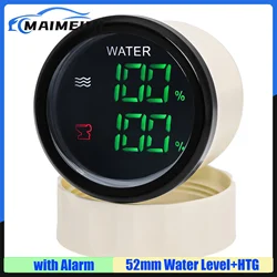 New Dual 52mm Gauge with Alarm Digital Green LED 0-190ohm 240-33ohm Water Level+Sewage Level Meter HTG for Car Boat 9-32V