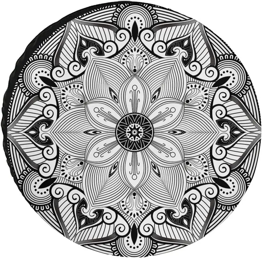 

Spare Tire Covers 17inch, Cover for Car Trailers Cars Rvs SUV Camper, Boho Mandala Floral Custom Polyester Wheel Tires Cover, W