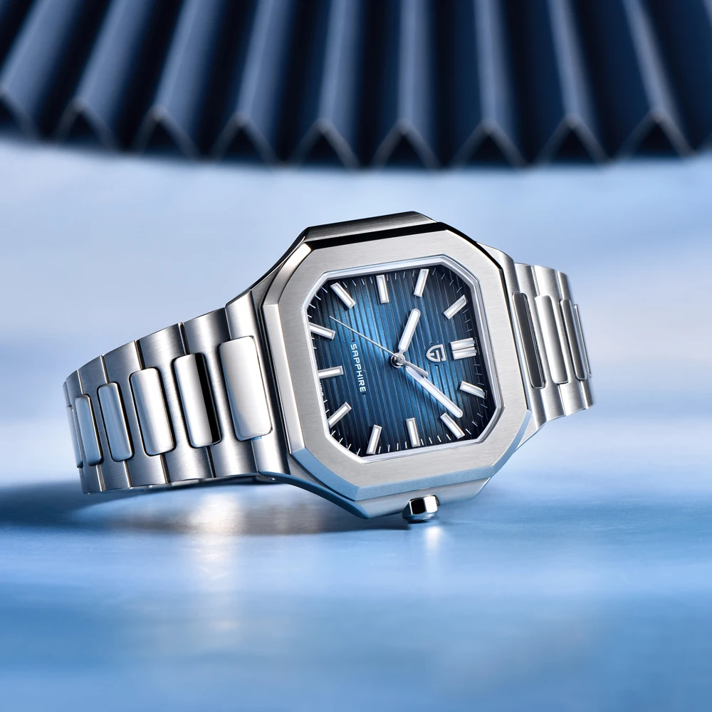 2025 جديد باجاني تصميم العلامة التجارية ساعة رجالي كوارتز الياقوت مرآة مضيئة ساعة مناسبة للحركة اليابانية ساعة مقاومة للماء