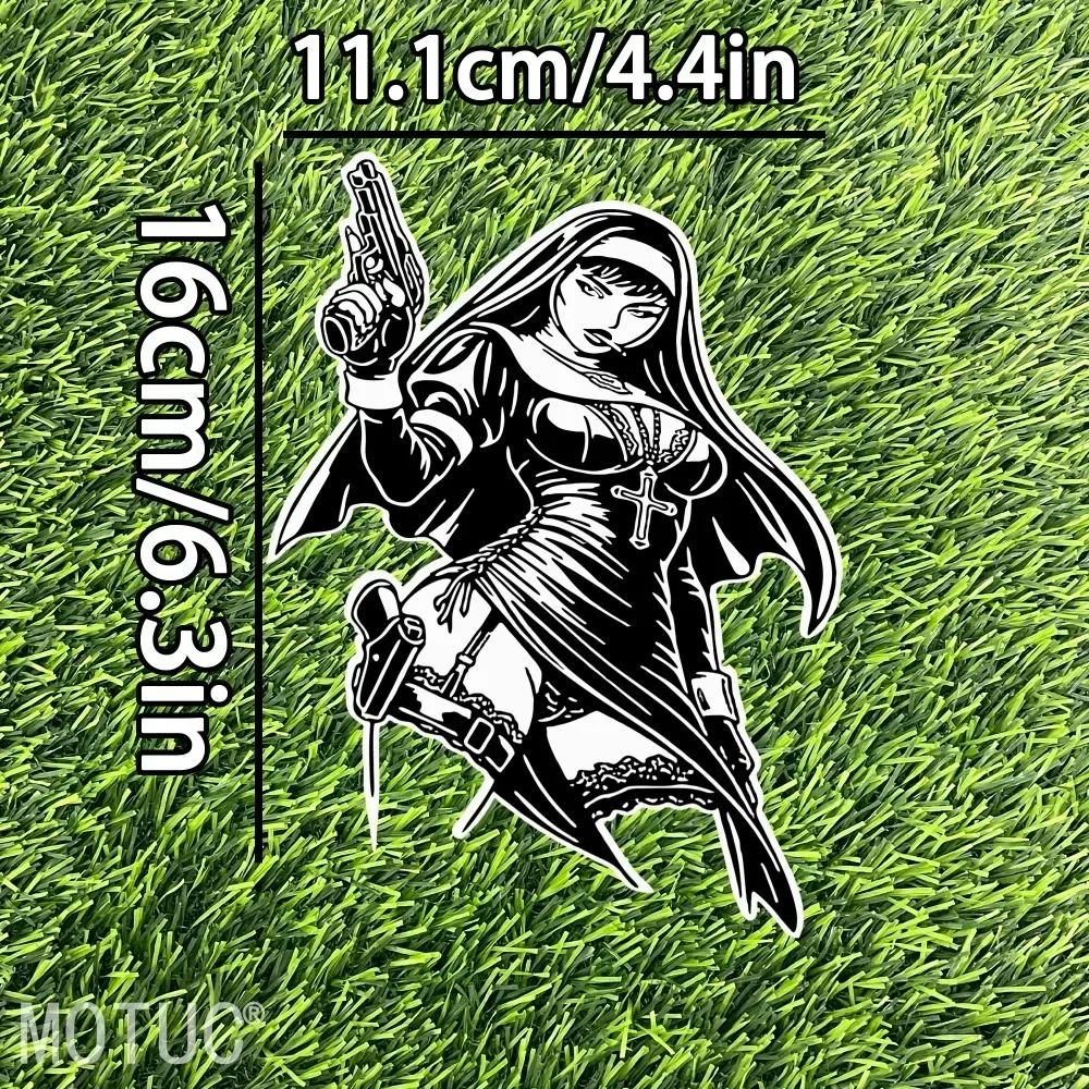 Dark Gothic Nun Motorcycle Sticker Waterproof Vinyl Decal for Fuel Tank Fairing Car Window Motorbike DIY Exterior Decor