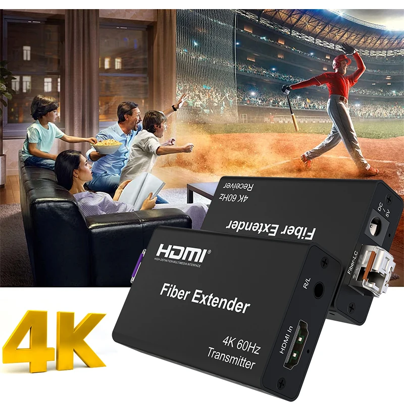 4K 60 هرتز HDMI الألياف موسع على LC الألياف الضوئية كابل 20 كجم HDMI 2.0 الألياف جهاز الإرسال والاستقبال فيديو موسع مع الصوت HDCP2.2 HDR10