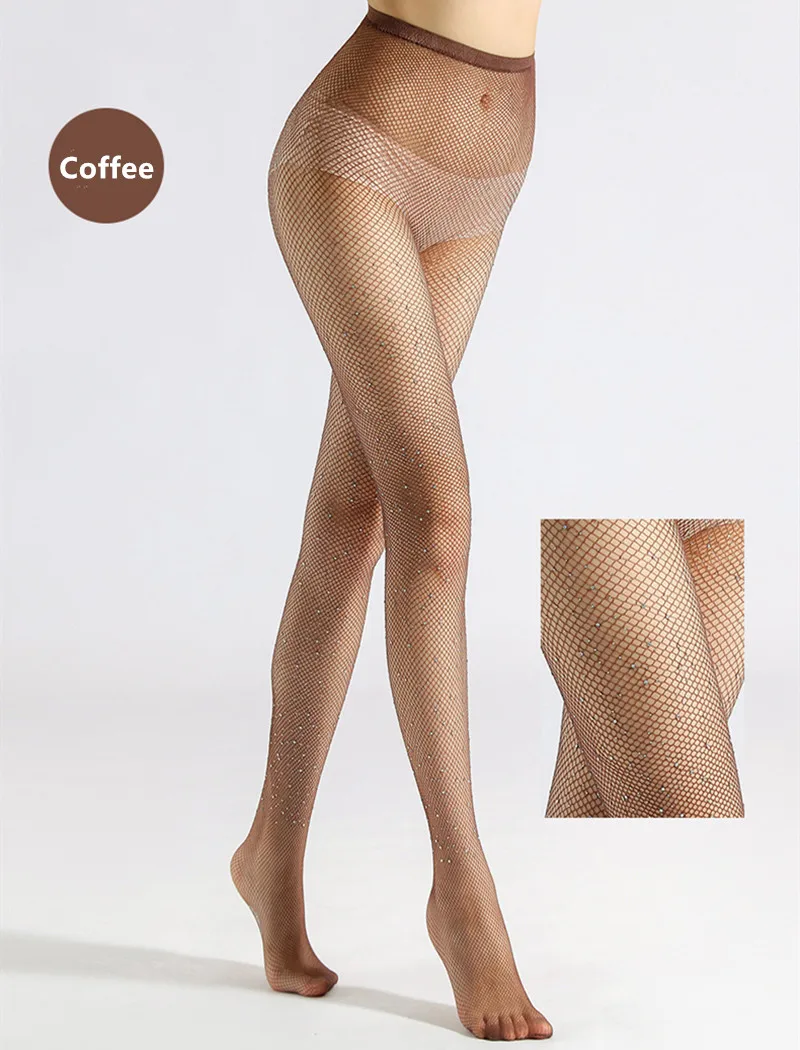 1/4 Paar Übergrößen-Netzstrümpfe mit Strass für Damen, Schwarz, Sexy, Ultra-Glitzernd, Hohe Taille, Netzstrumpfhose, Damen-Party-Leggings – Detail 16