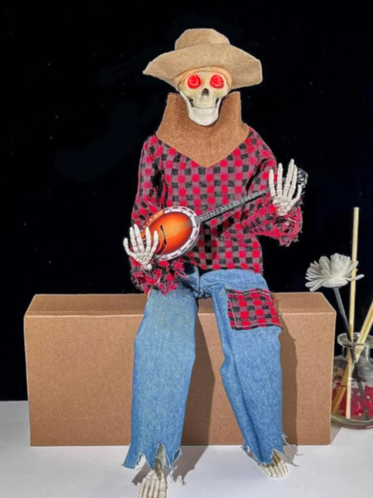 

Для дома и улицы дом с привидениями газон Хэллоуин деревенский скелет музыканты со светящимися глазами Хэллоуин скелет гитариста