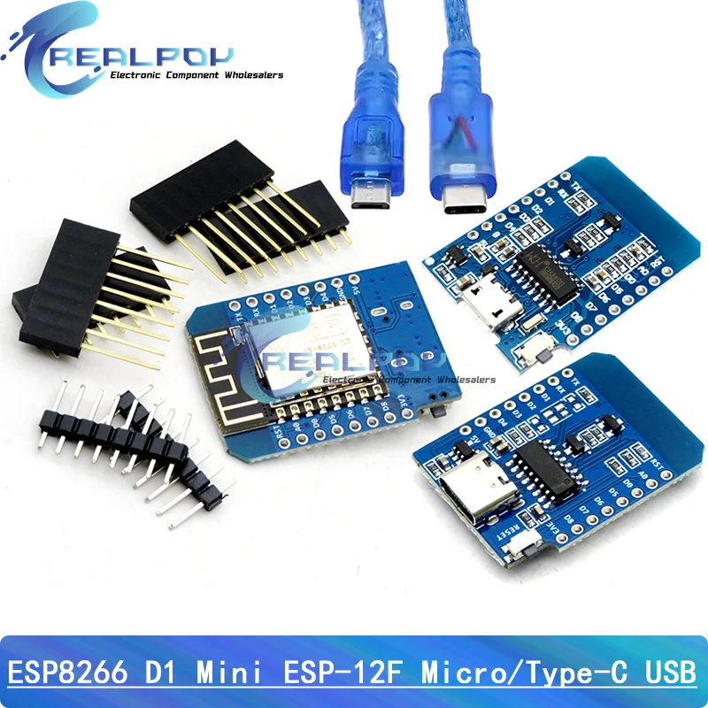 ESP8266 ESP-12 ESP-12F WeMos D1 Mini Module Wemos WiFi Development Board Micro/Type-C USB 3.3V Based On ESP-8266EX 11 With Pins