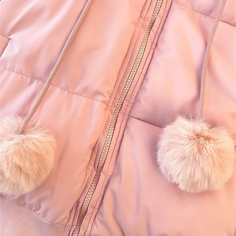 2025年ファッション フード付きダウンコットンパッド入りコート レディース 冬用ショートジャケット 大きなファーカラー ストリートウェア パーカー 学生用暖かいアウターウェア