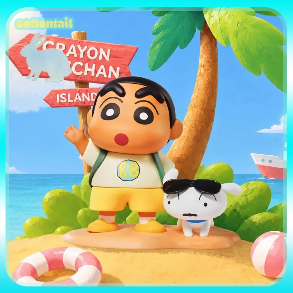 Original TOPTOY Crayon Shin-Chan Tropical Island Holiday Series Figures Blind Box Anime Peripheral Ornaments Collect Toys Gift