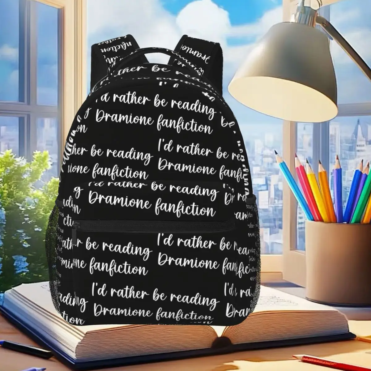 I'd Rather Be Reading Dramione Fanfiction Backpack Student Boys Girls BookBag Children School Bag Shoulder Bags for Men Women