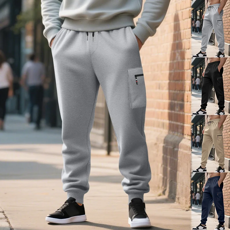 

Men's Large Size Casual Sports Tooling Large Hair Ring Knitted Heavy Autumn and Winter Casual Sweatpants Trousers