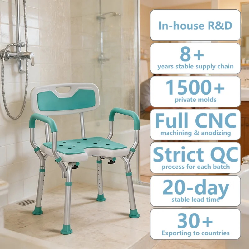 

Simplywalk Aluminum 180KG Bath Shower Chair Backrest Toilet Disabled People UKCA Strategic Partner for Rehabilitation Equipment