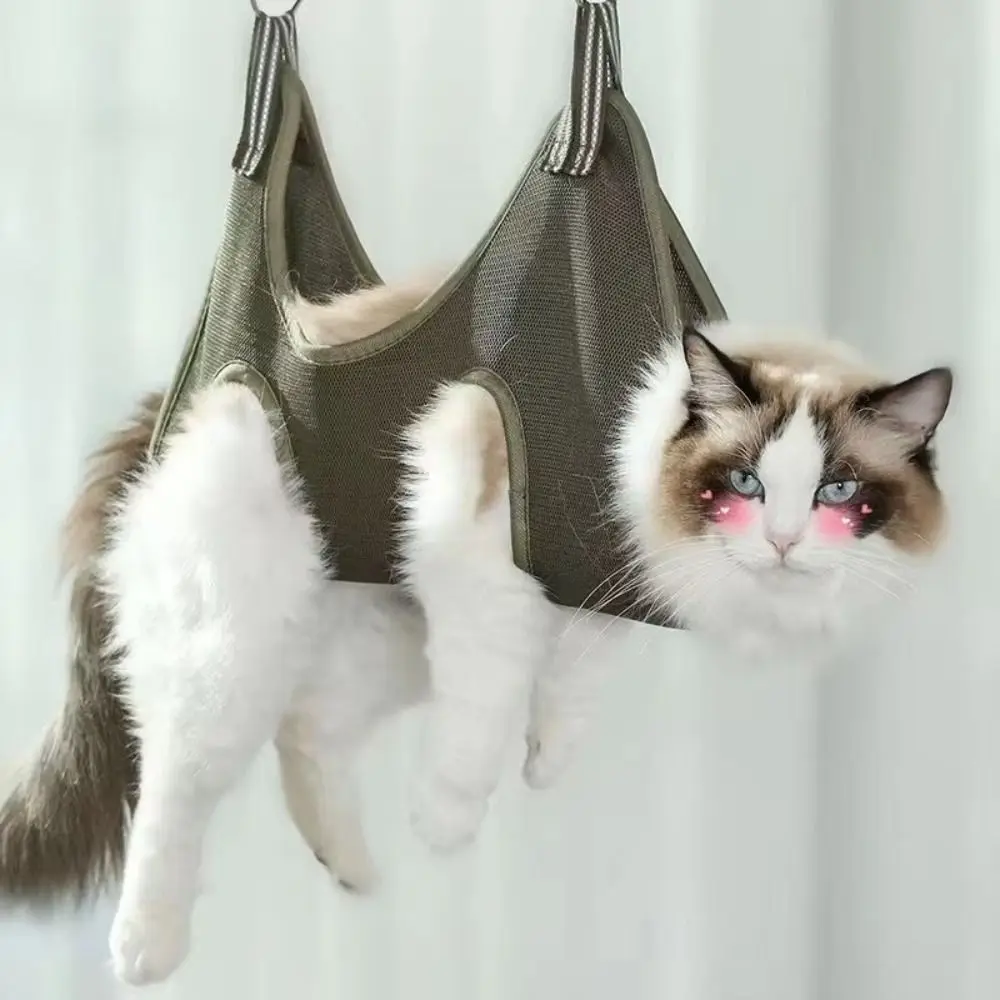 Hanging Pet Grooming Hammock Fixed Helper Anti Scratch Cat Dog Beauty Hammock with 2 Hooks Bath Bag Cat Trimming Restraint Bag