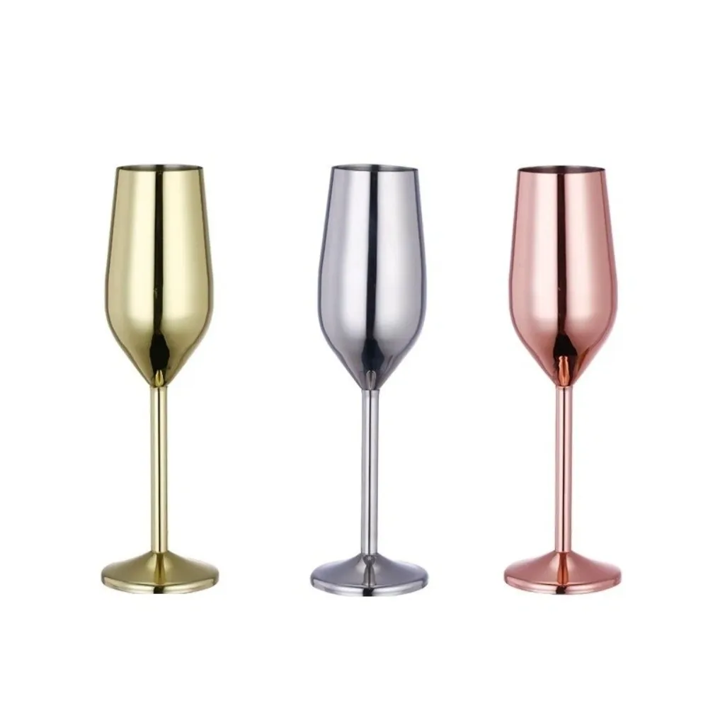 304 Stainless Steel Metal Cocktail Glasses Creative Unbreakable Steel Champagne Flute Durable Steel Wine Goblet Wine Drinking