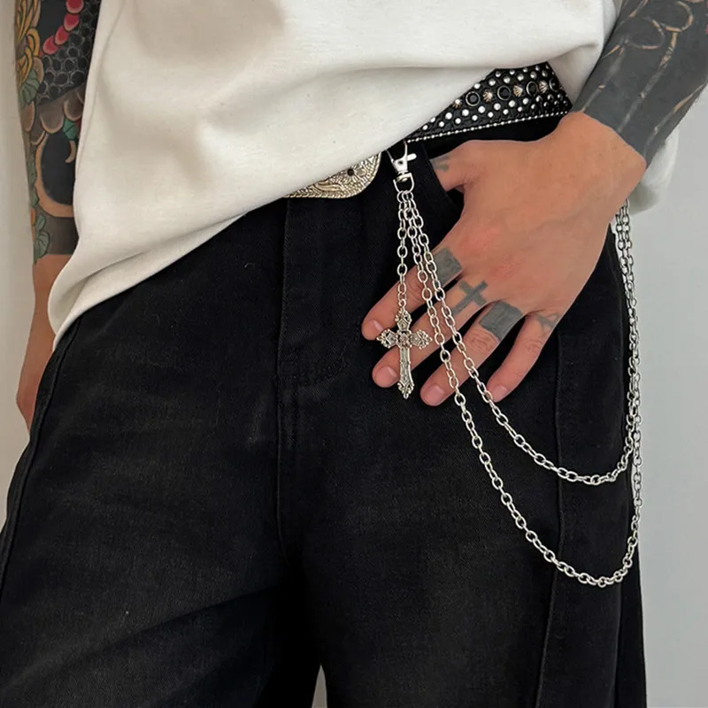 Punk Style Metal Fashion Cross Waist Chain Jeans Accessories