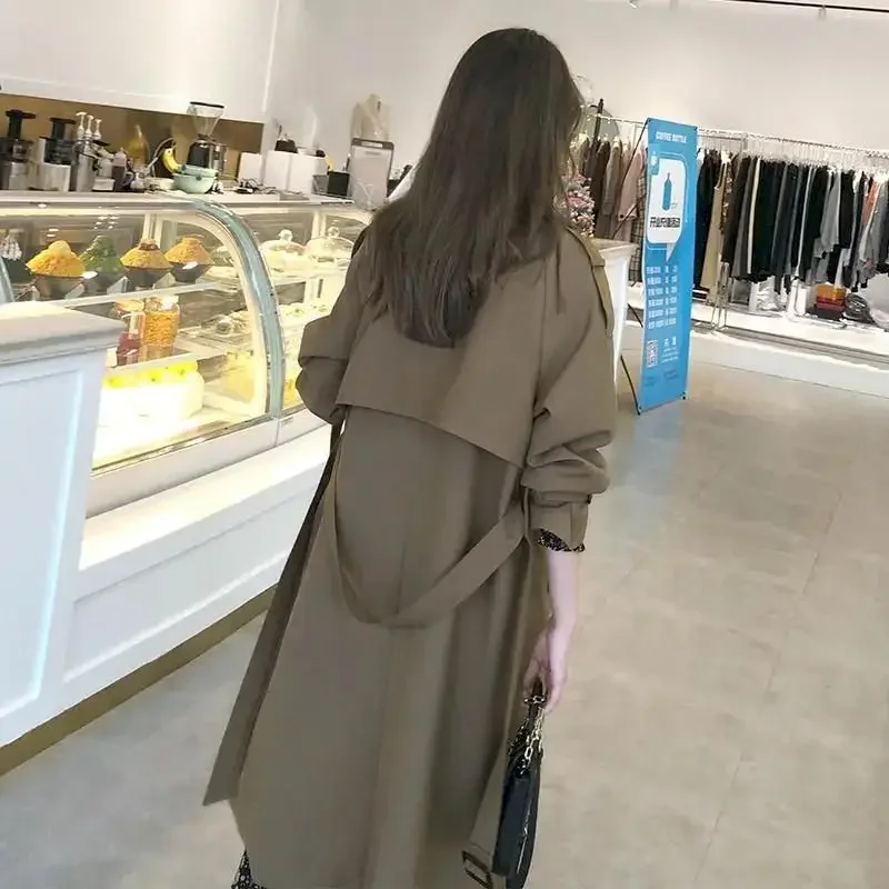 Korean Fashion Long Trench Coats and Jackets Women 2022 Autumn Winter Solid Color Classic Style Women Coat Casual Tops female