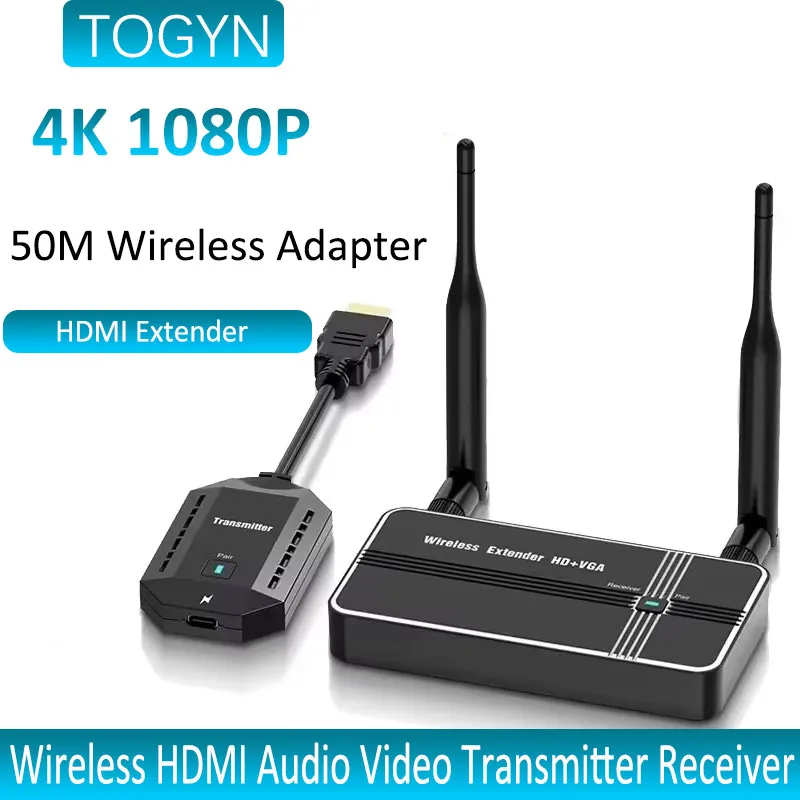 

TOGYN Новое обновление 50 м HDMI беспроводной передатчик и приемник удлинитель дисплея адаптер для телефона ТВ монитор проектор ПК Plug & Play