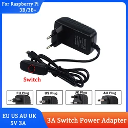 Raspberry Pi 3 B Plus adattatore di alimentazione 5V 3A EU US AU UK alimentatore ON OFF Switch connettore del caricatore per Raspberry Pi 3 modello B