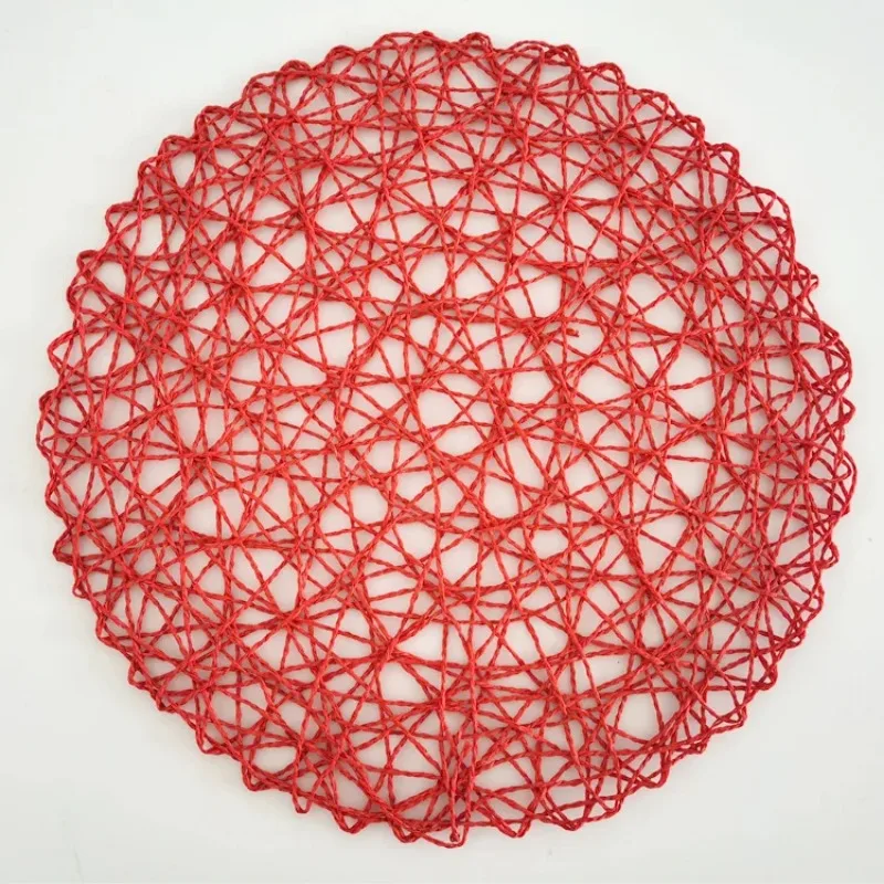 Round Paper Woven Placemats Wood Placemats Heat Resistant Rattan Mat Brown Paper Straw Placemats for Dining Party Wedding