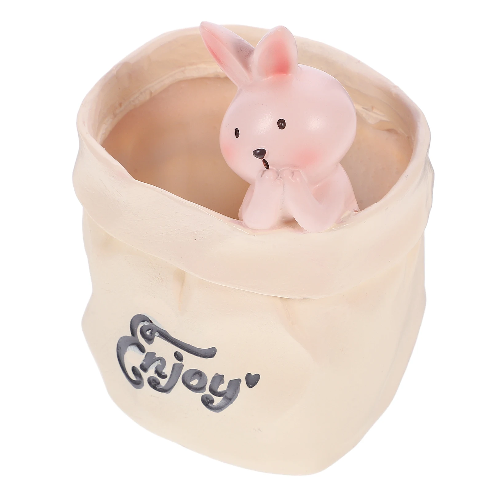 

Rabbit Paper Bag Pen Holder Cartoon Resin Office Caddy Desk Decorations Student Pencil Organizer Stationery Storage Multi