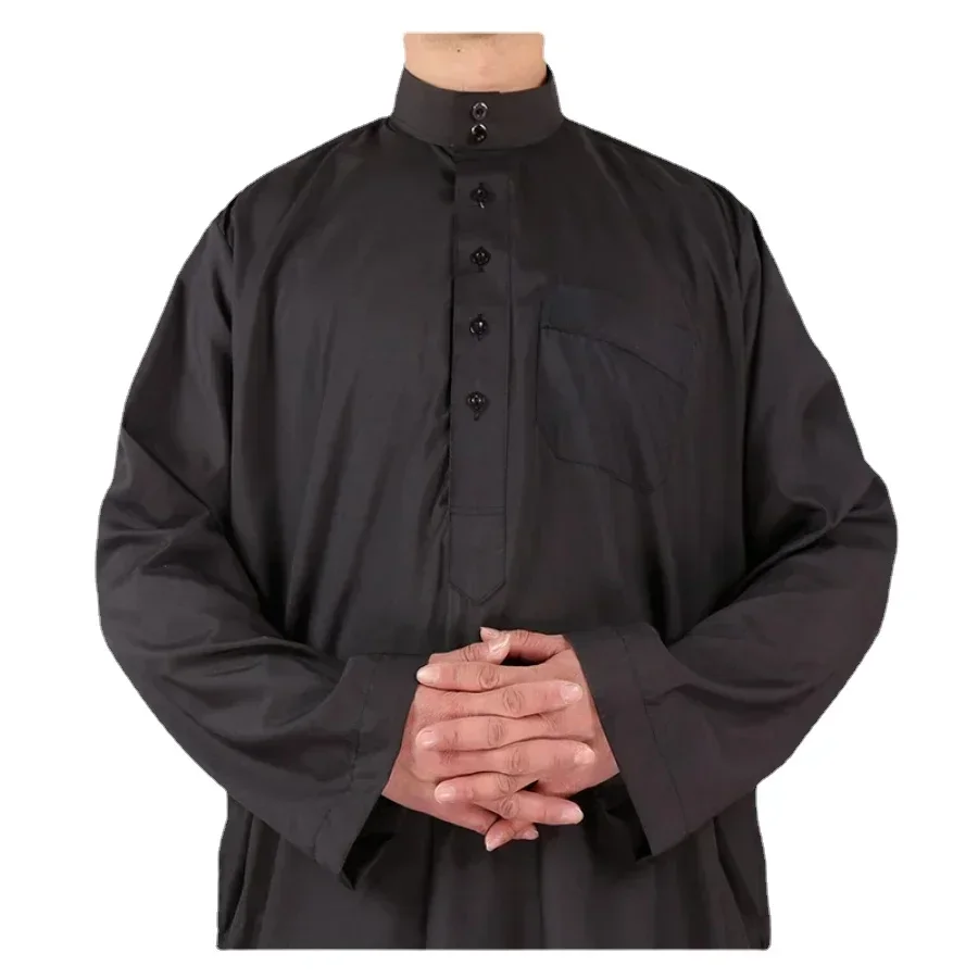 Abbigliamento islamico uomo solido manica lunga sciolto maschio musulmano Arabia saudita Pakistan Kurta costumi musulmani abito musulmano caftano Thobe