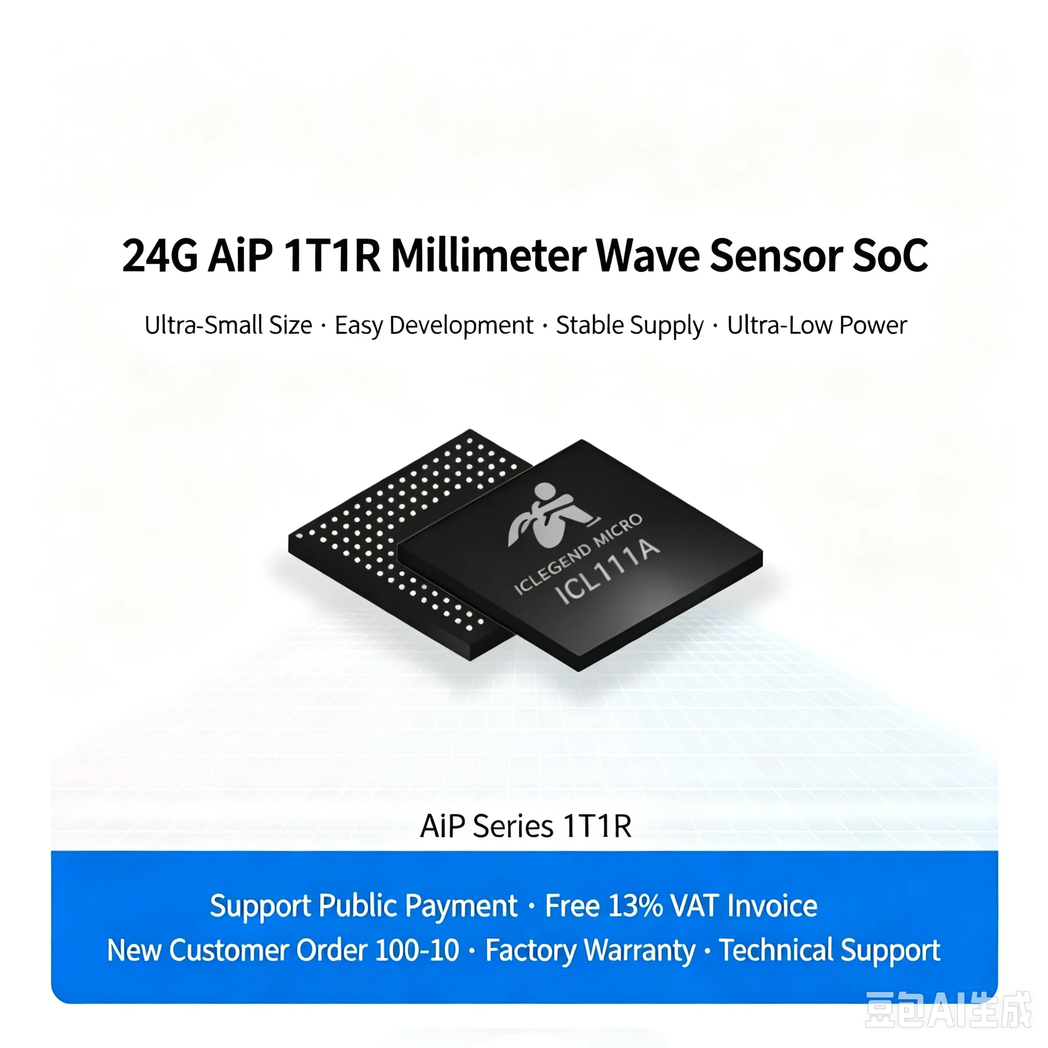 20pcs ICL111A Chip AiP 1T1R 24G Millimeter Wave Radar Sensor