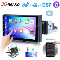 X-REAKO 1din Android12 7'' Car Radio Car Multimedia Player Wireless Carplay GPS Navigation Autoraido WIFI 360ยฐRotatable 4G 3+32G