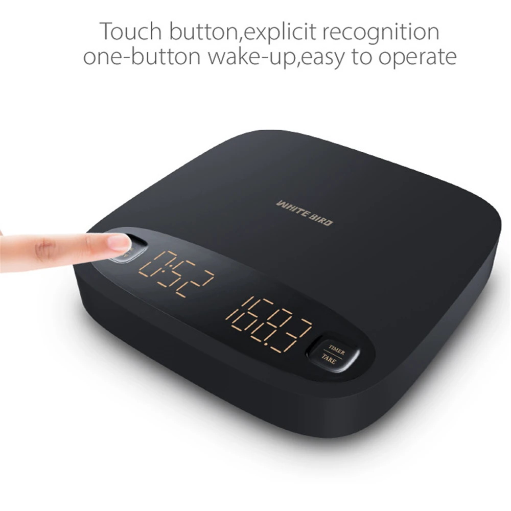 Coffee Scale with Timer USB Electronic Kitchen Scale Waterproof 2/3KG Digital Smart Scale Portable Food Weight