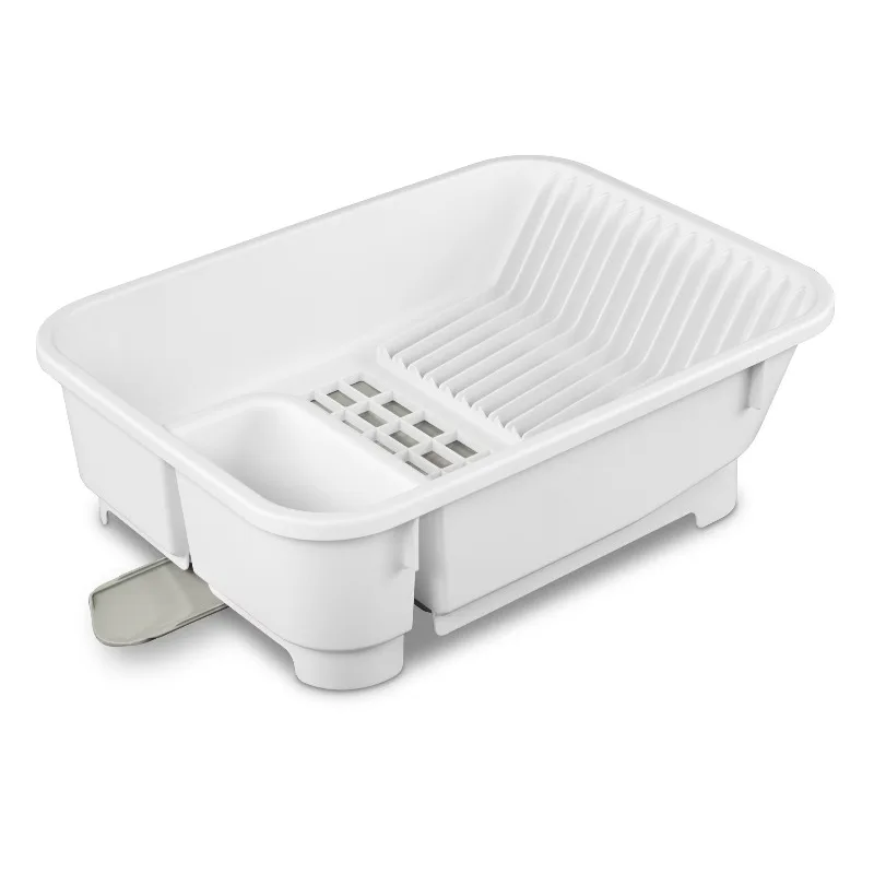Kitchen Sink Organizer Set with Self-Draining Caddy, Soap Dispenser, Sponge Holder and Retractable Spout for Sink Storage, White